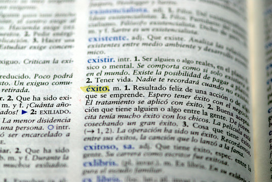 Picture of Spanish dictionary word for success