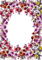 flowers frame in white background isolated