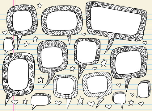 Doodle Groovy Speech bubble Vector Illustration Set