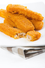 Fried fish sticks. Bastoncini di pesce.