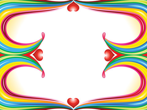 abstract colorful rainbow wave border with heart