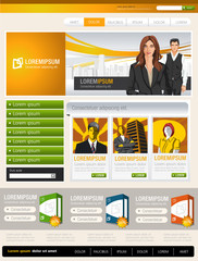 Orange website Template with business people