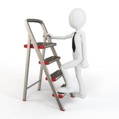 3d man climbing a small ladder