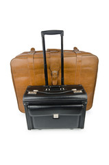 Travel concept with suitcase on white