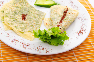 Pancakes stuffed with various herbs