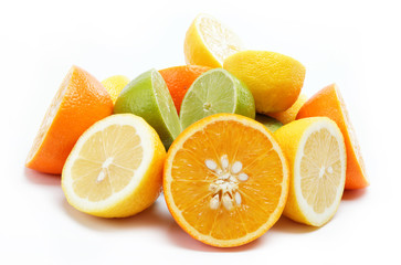 tropical fruits isolated on a white background.