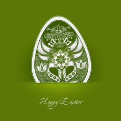 decorative easter egg label with green background - 39894340