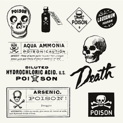 Poison Vintage Labels - obrazy, fototapety, plakaty