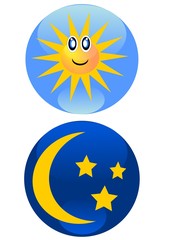 Day and night icons set