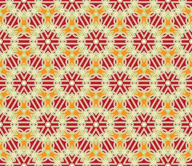 Seamless pattern with abstract flowers and stars