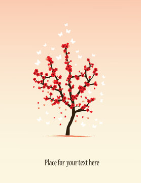 vector sakura tree