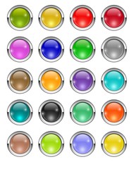 An illustration of glossy buttons in different colors