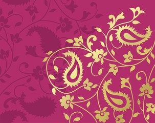 traditional paisley floral pattern , textile swatch, royal India