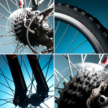 part of the bike. wheel, tire, chain, sprocket