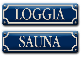 Türschild Loggia/Sauna