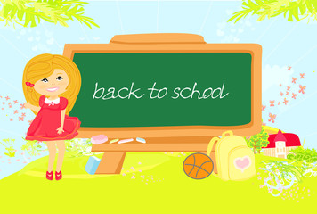 illustration of back to school girl