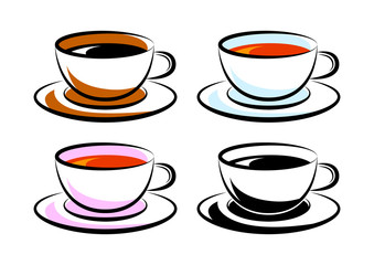 Cups on white background