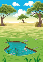 Natural landscape. Vector realistic illustration.