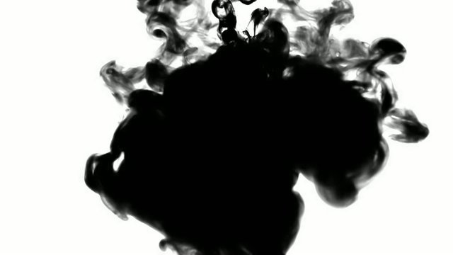 Ink drops forming cloud formations on white. Luma Matte