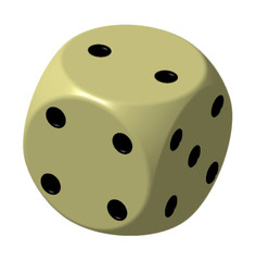  Vektorillustration des weißen realistischen Spielwürfels in der Nahaufnahme lokalisiert auf transparentem Hintergrund.