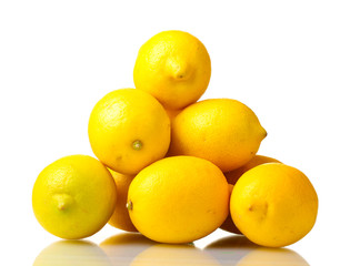 ripe lemons isolated on white