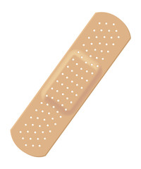 Single beige bandage on white background