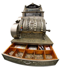 old fiscal cash office with money