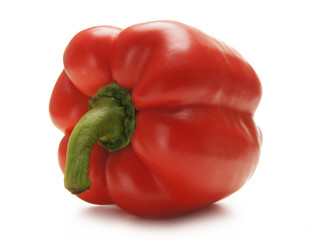 A fresh and tasty red paprica on a white background