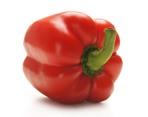A fresh and tasty red paprica on a white background