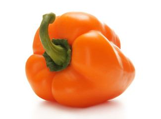A fresh and tasty yellow paprica on a white background