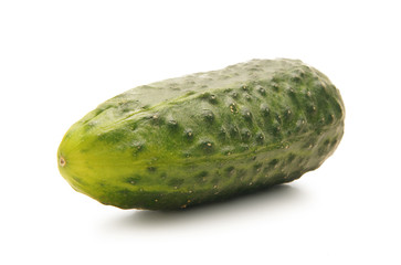 A fresh green cucumber isolated on a white background
