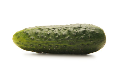 A fresh green cucumber isolated on a white background