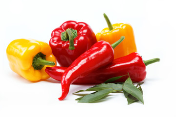 Healthy food. Fresh vegetables. Peppers on a white background.