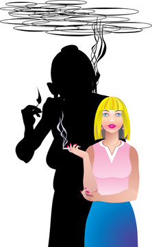 future of the smoking woman - vector anti-smoking poster