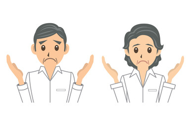 シャツ 高齢者 表情 お手上げ