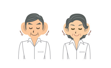 シャツ 高齢者 表情3 聞く