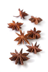 Star anise, white background