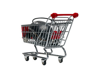 Shopping cart with a computer mouse