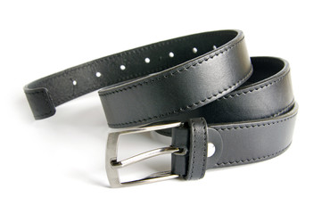 Men black belt isolated on white background
