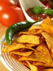 Mexican nachos with salsa sauce