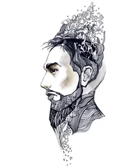 Fototapeten abstract decorated man face © ankdesign
