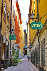 The street of The Old Town (Gamla Stan) in Stockholm