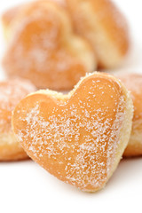 donuts heart-shaped, closeup
