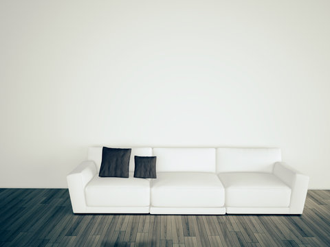 minimal modern interior couch blank wall