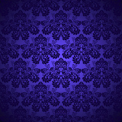 Dark blue wallpaper - pattern with roses