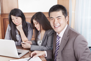 Group of business people working together