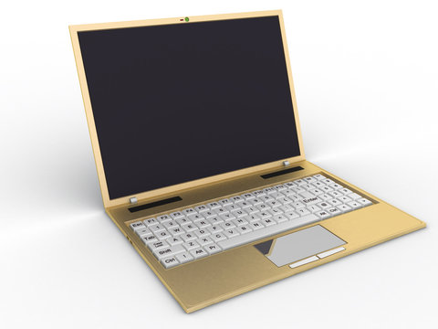 Golden laptop on a white background №3