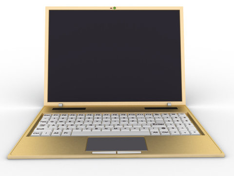 Golden laptop on a white background №2