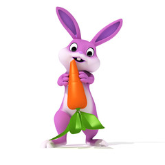3d rendered illustration of a cute pink easter bunny