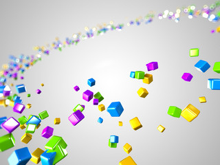 3d rendered illustration of some floating cubes
